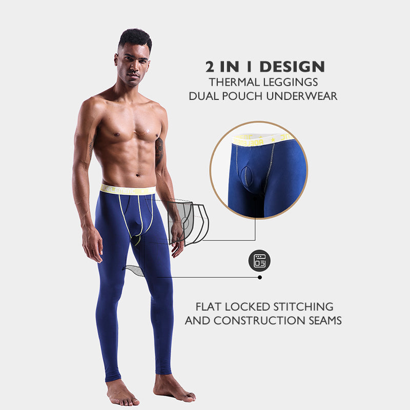 Men's 2 in 1 Colorful Dual Pouch Thermal Leggings