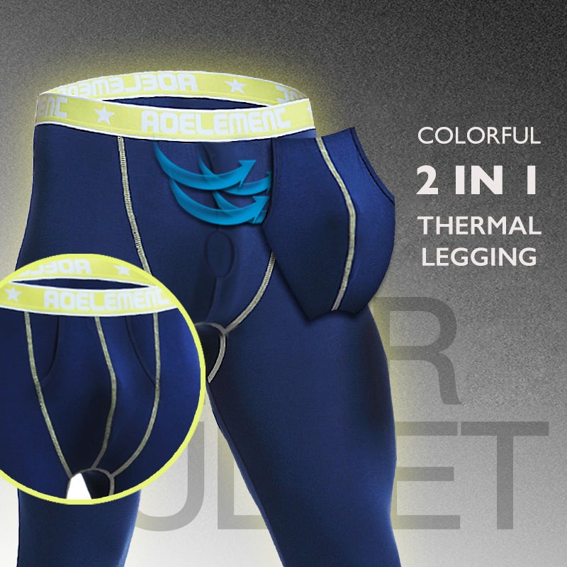 Men's 2 in 1 Colorful Dual Pouch Thermal Leggings