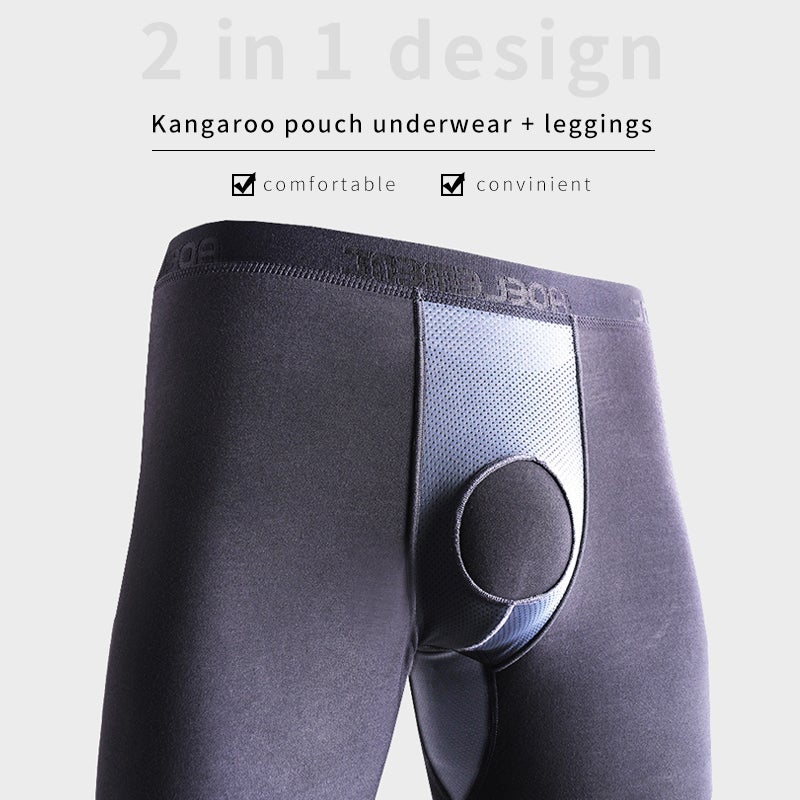 Men's 2-in-1 Kangaroo Dual Pouch Thermal Leggings