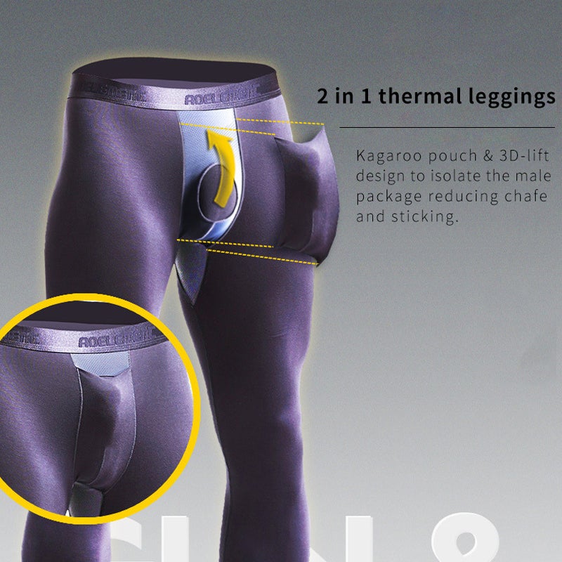 Men's 2-in-1 Kangaroo Dual Pouch Thermal Leggings